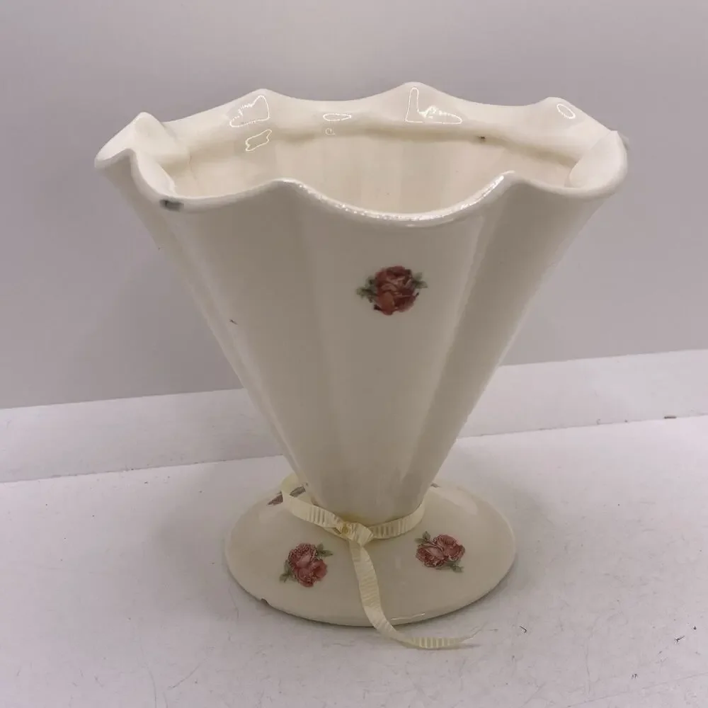 Alma Beal Antique Floral White Vase